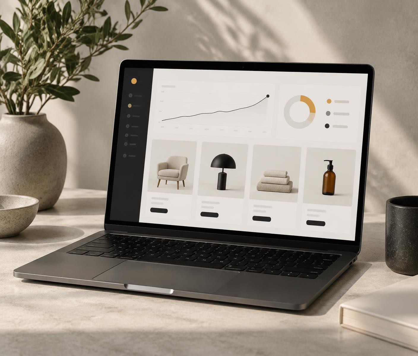 Concept interface showing an online store dashboard